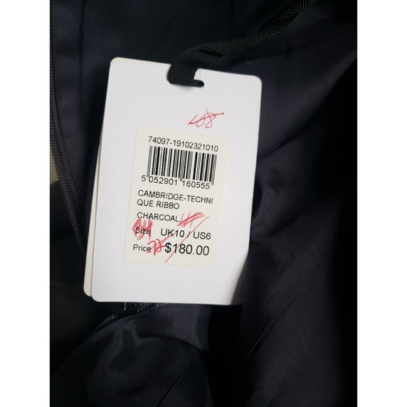 Reiss Cambridge Shorts in High Rise Charcoal Cotton Gray Scalloped Ribbon - Picture 10 of 11